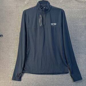 TCA Quarter Zip Performance Pullover Mens Small Black Gym Running Shirt